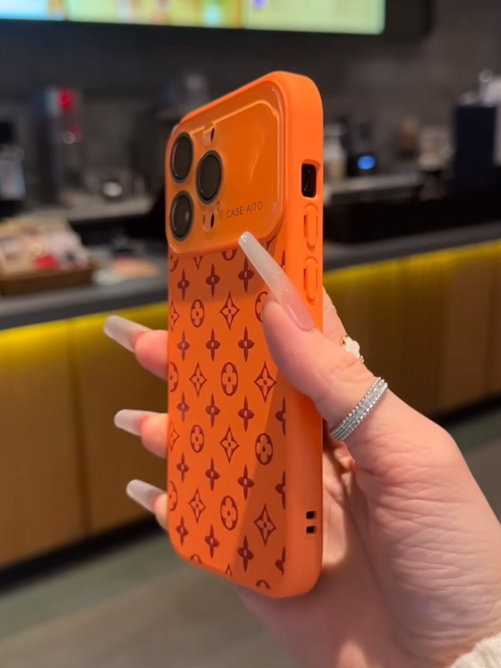 iPhone 17 Pro Max Orange Dopamine Case | Soft Silicone Monogram Style 🧡 - Picture 3 of 7